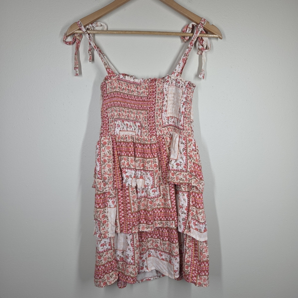 American Eagle Patchwork Printed Floral Smocked T… - image 6